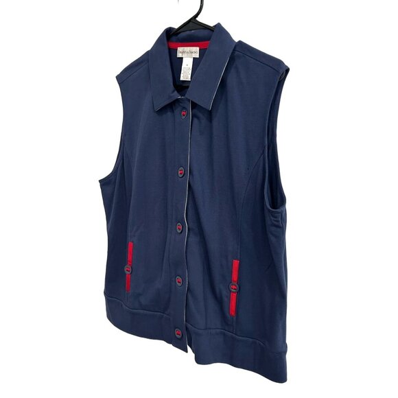 Drapers & Damons Navy Sleeveless Button-Up Vest Sz 1X - Picture 3 of 8